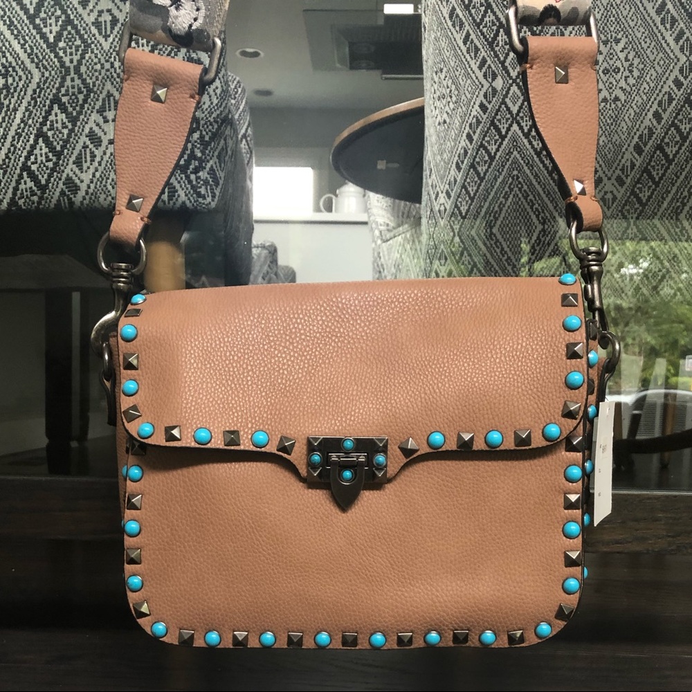 NWT INZI studded handbag with guitar strap